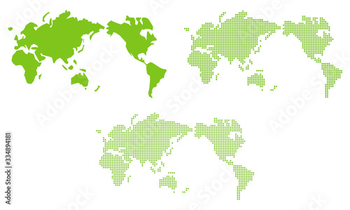 簡易世界地図 四角ドット・丸ドット
