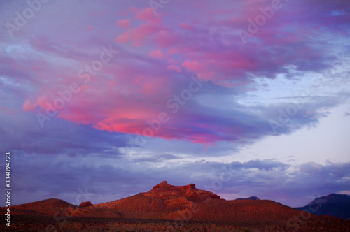 Sunset over turkey knob near the  Henry Mountains in the desert of Southern Utah.