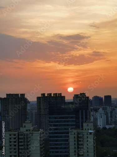 sunset in city shanghai orange romantic 