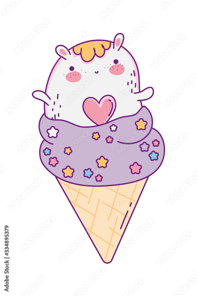 Kawaii cartoon over ice cream vector design Kawaii cartoon over ice cream vector design