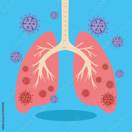 lungs with coronavirus 2019 ncov icon vector illustration design