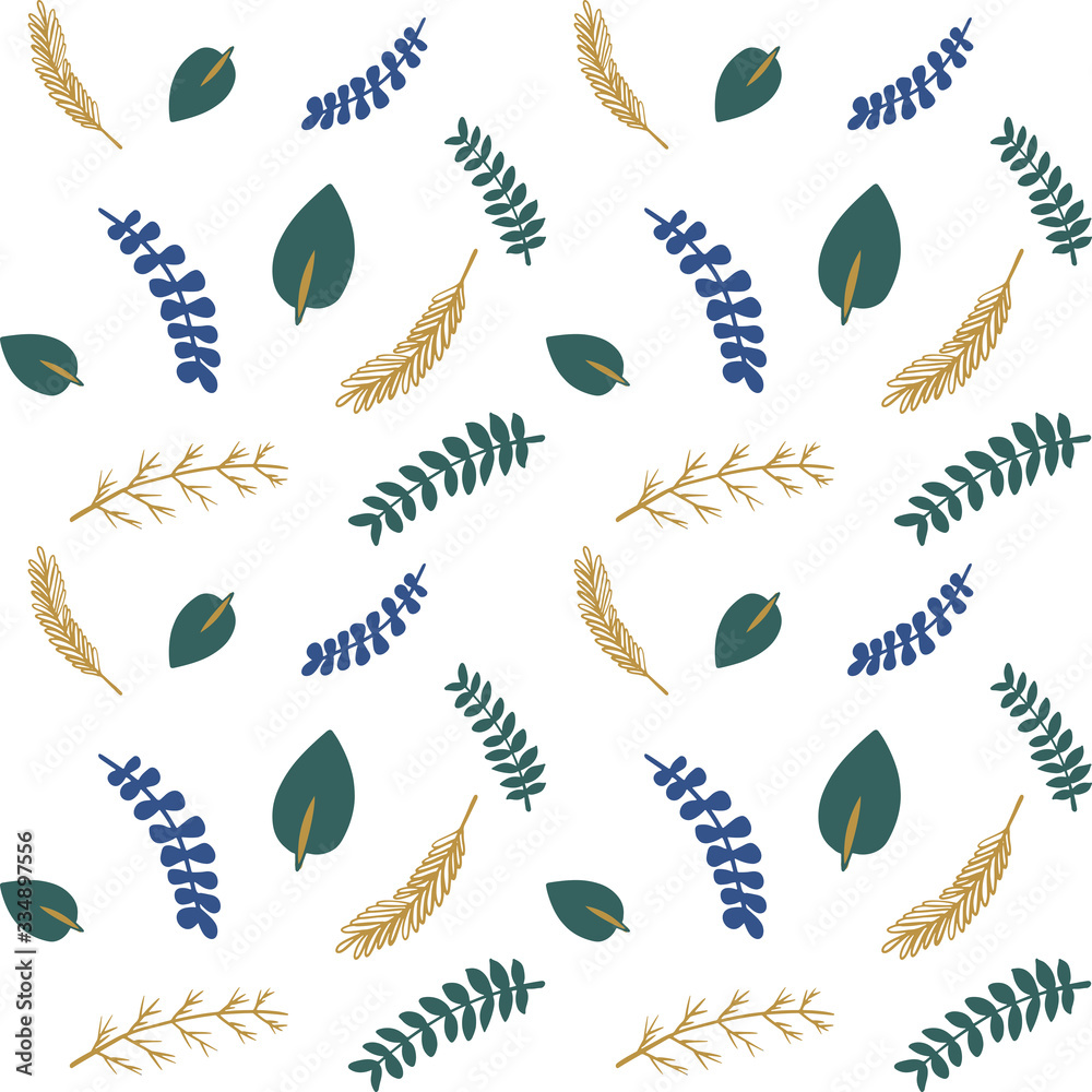 Fototapeta premium Hand drawn decorative seamless pattern with gentle flowers. Floral bouquet vector pattern with small flowers and leaves. Plants ornament for textile, fabric, print, wallpaper, wrap paper