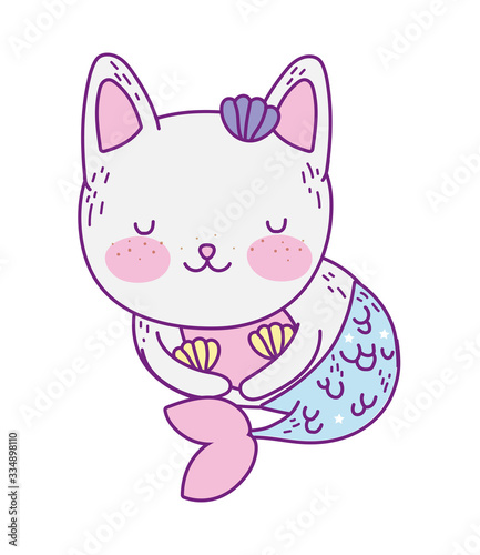 Kawaii cat siren cartoon vector design