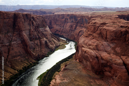 Page, Arizona / USA - August 05, 2015: Horseshoe Bend seen from the lookout point, Colorado river, Page, Arizona, USA