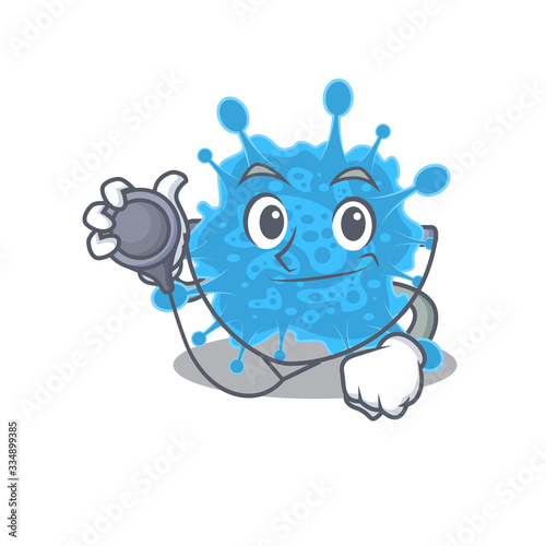 Andecovirus in doctor cartoon character with tools