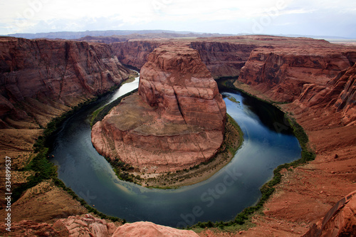 Page, Arizona / USA - August 05, 2015: Horseshoe Bend seen from the lookout point, Colorado river, Page, Arizona, USA