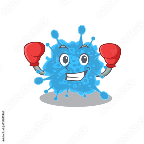 A sporty boxing athlete mascot design of andecovirus with red boxing gloves