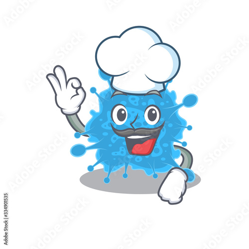 Andecovirus chef cartoon design style wearing white hat