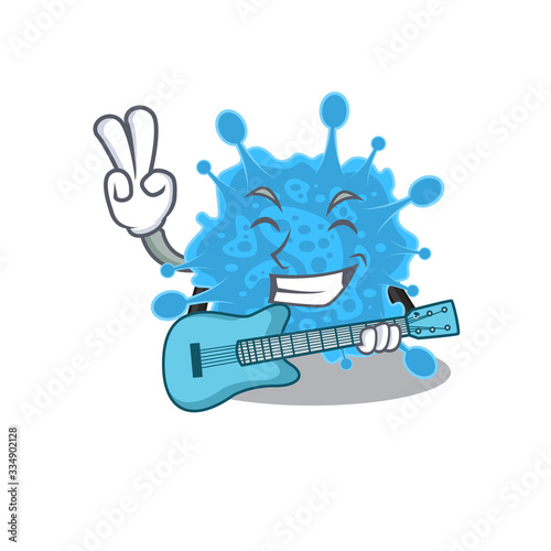 Talented musician of andecovirus cartoon design playing a guitar