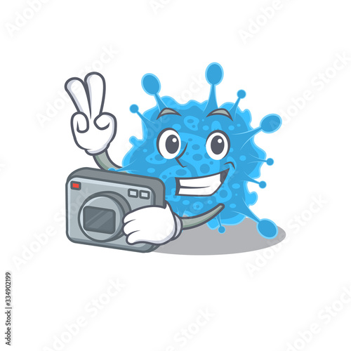 Andecovirus mascot design as a professional photographer working with camera