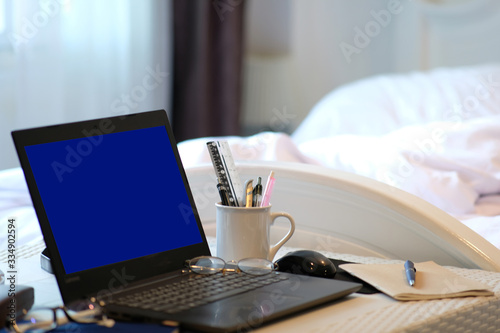 Wallpaper Mural woman working on laptop and listening to music, working at home concept Torontodigital.ca