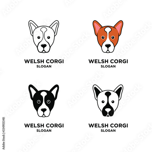collection welsh corgi set dog head logo icon design