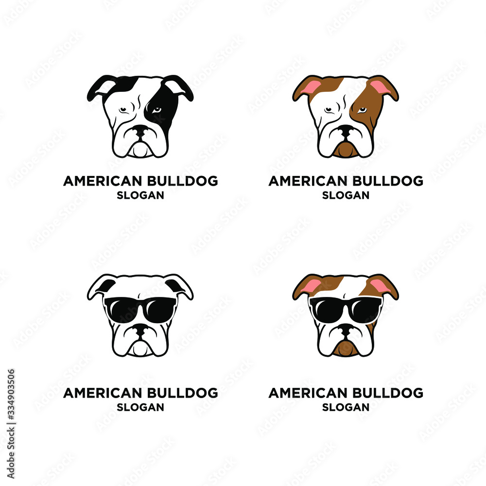 collection american bulldog set dog head logo icon design Stock Vector |  Adobe Stock