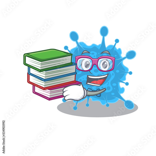 A diligent student in andecovirus mascot design concept with books