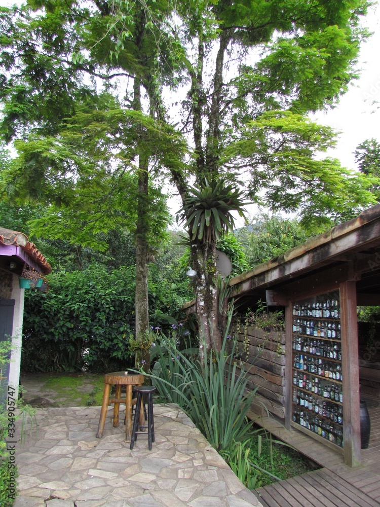 Naklejka premium Buildings harmonized with the original vegetation