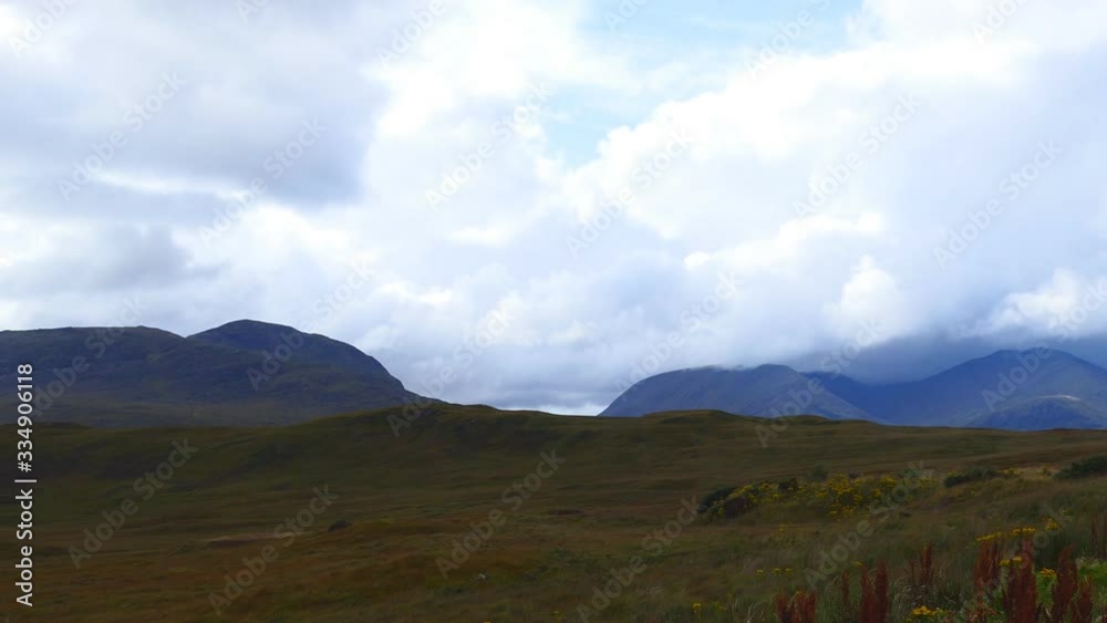 A panning view of breathtaking Scottish highlands.