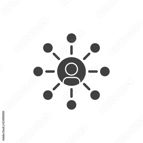 Social network connection vector icon. filled flat sign for mobile concept and web design. Networking user glyph icon. Symbol, logo illustration. Vector graphics
