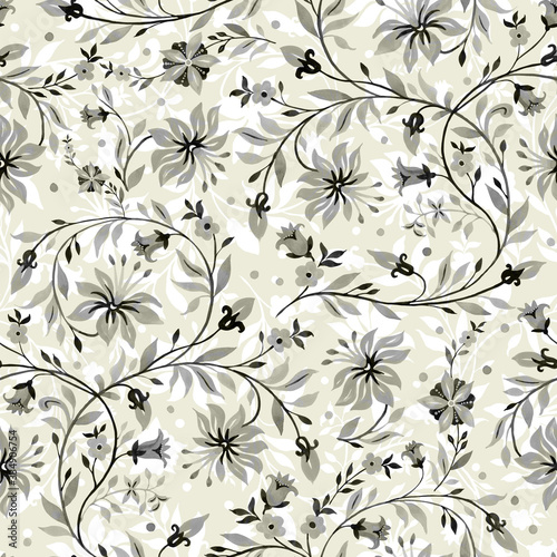   Beautiful floral ornament seamless pattern. Stylish illustration for your design and decor. Romantic print for the surface.