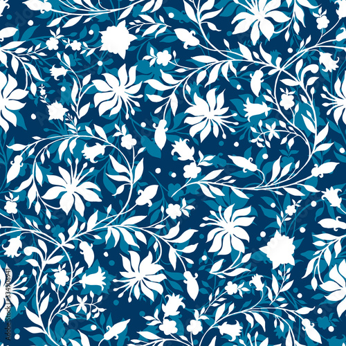 : Beautiful floral ornament seamless pattern. Stylish illustration for your design and decor. Romantic print for the surface.