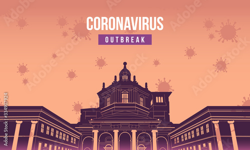 Pandemic coronavirus disease in the downtown. Physical distancing