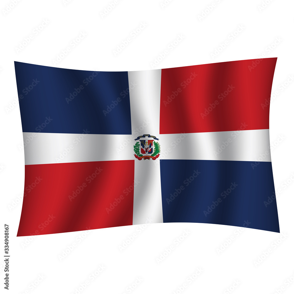 Fototapeta premium Dominican Republic flag background with cloth texture.Dominican Republic Flag vector illustration eps10. - Vector