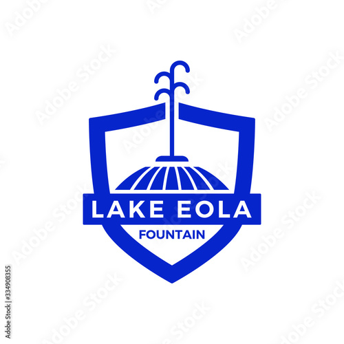 Fountain and shield badge emblem sticker logo design