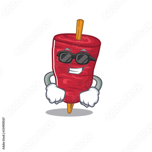 Cool doner kebab cartoon character wearing expensive black glasses