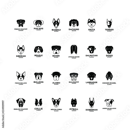 big collection set dog breed head logo icon design