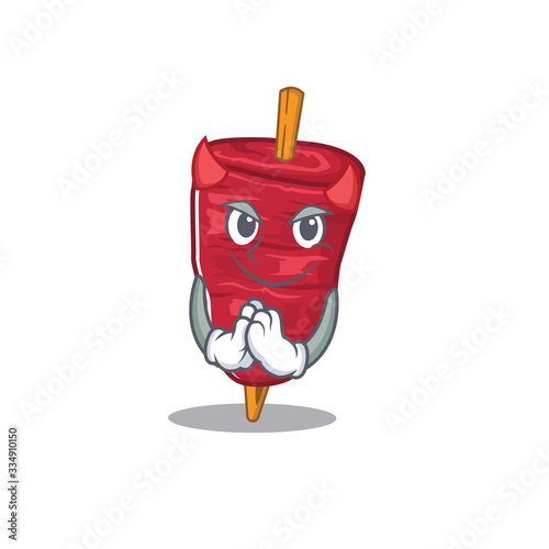 Doner kebab dressed as devil cartoon character design style