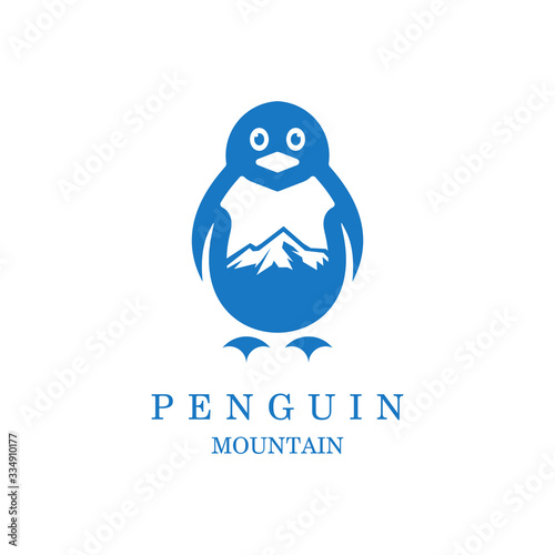 Fototapeta Naklejka Na Ścianę i Meble -  Penguin Logo with mountain concept.