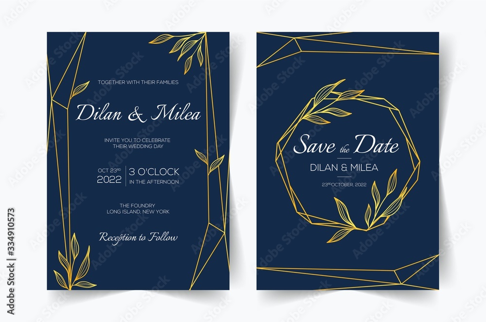 Naklejka premium Wedding Invitation Cards. Invitation Cards with Luxurious Concept, Ornament, Luxury Poster, Vector Decorative and Pattern Vector Design Template