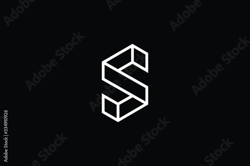 Minimal elegant monogram art logo. Outstanding professional trendy awesome artistic 3D S SS initial based Alphabet icon logo. Premium Business logo White color on black background