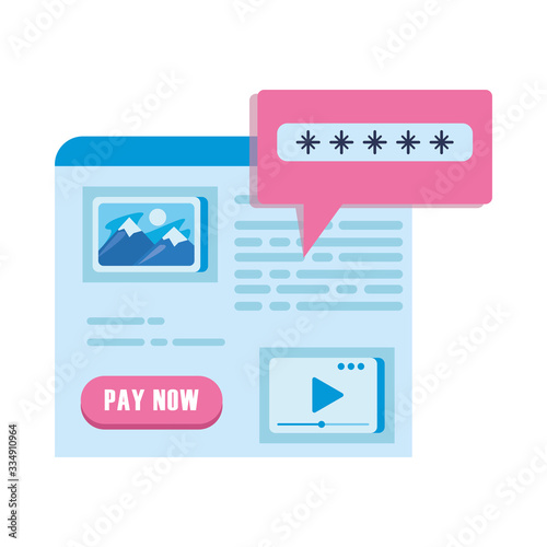 web page template with speech bubble and password