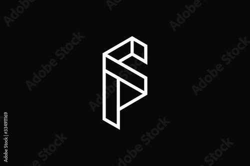 Minimal elegant monogram art logo. Outstanding professional trendy awesome artistic PS SP initial based Alphabet icon logo. Premium Business logo White color on black background