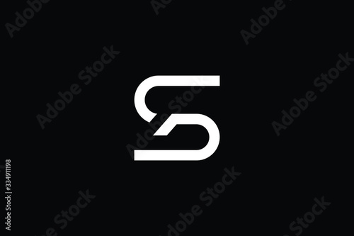 Minimal elegant monogram art logo. Outstanding professional trendy awesome artistic S SD DS initial based Alphabet icon logo. Premium Business logo White color on black background photo