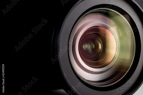 Close up of a digital camera lens.