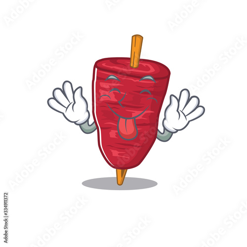 An amusing face doner kebab cartoon design with tongue out
