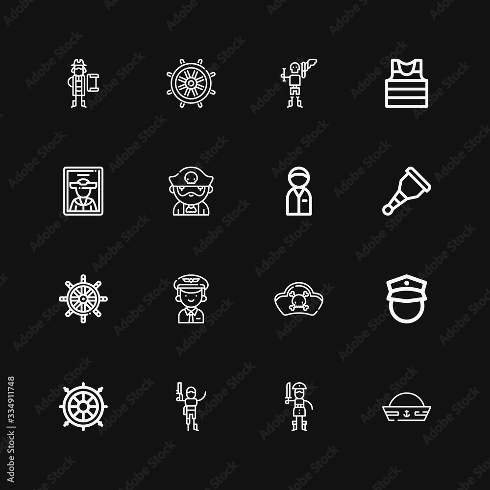 Editable 16 captain icons for web and mobile Editable 16 captain icons for web and mobile