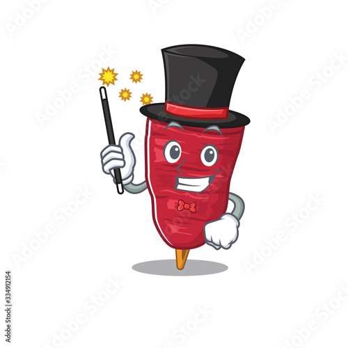 An attractive Magician of doner kebab cartoon design