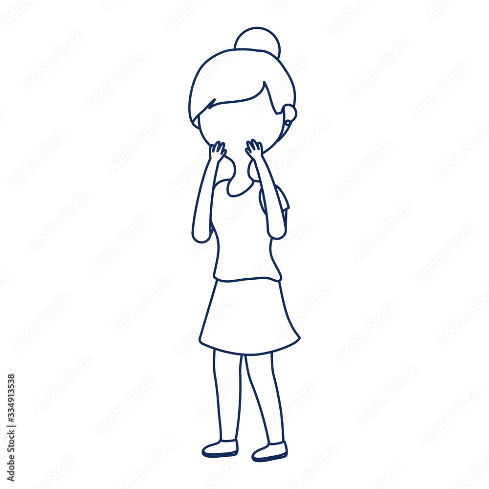 worried woman character cartoon isolated icon line style worried woman character cartoon isolated icon line style