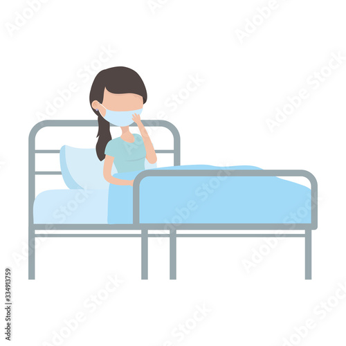 patient with mask in bed covid 19 pandemic