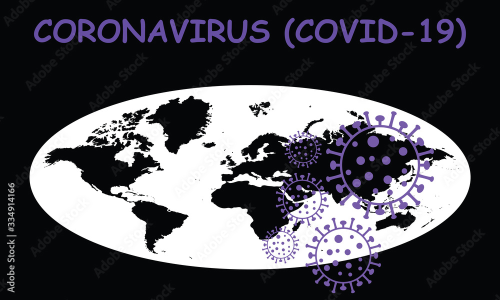 Coronavirus COVID 19 graphic overlaid on world map with the epicentre ...
