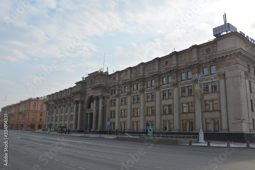 MINSK, BELARUS - MARCH 29, 2020: Building of the Central Post Office in Minsk, Belarus