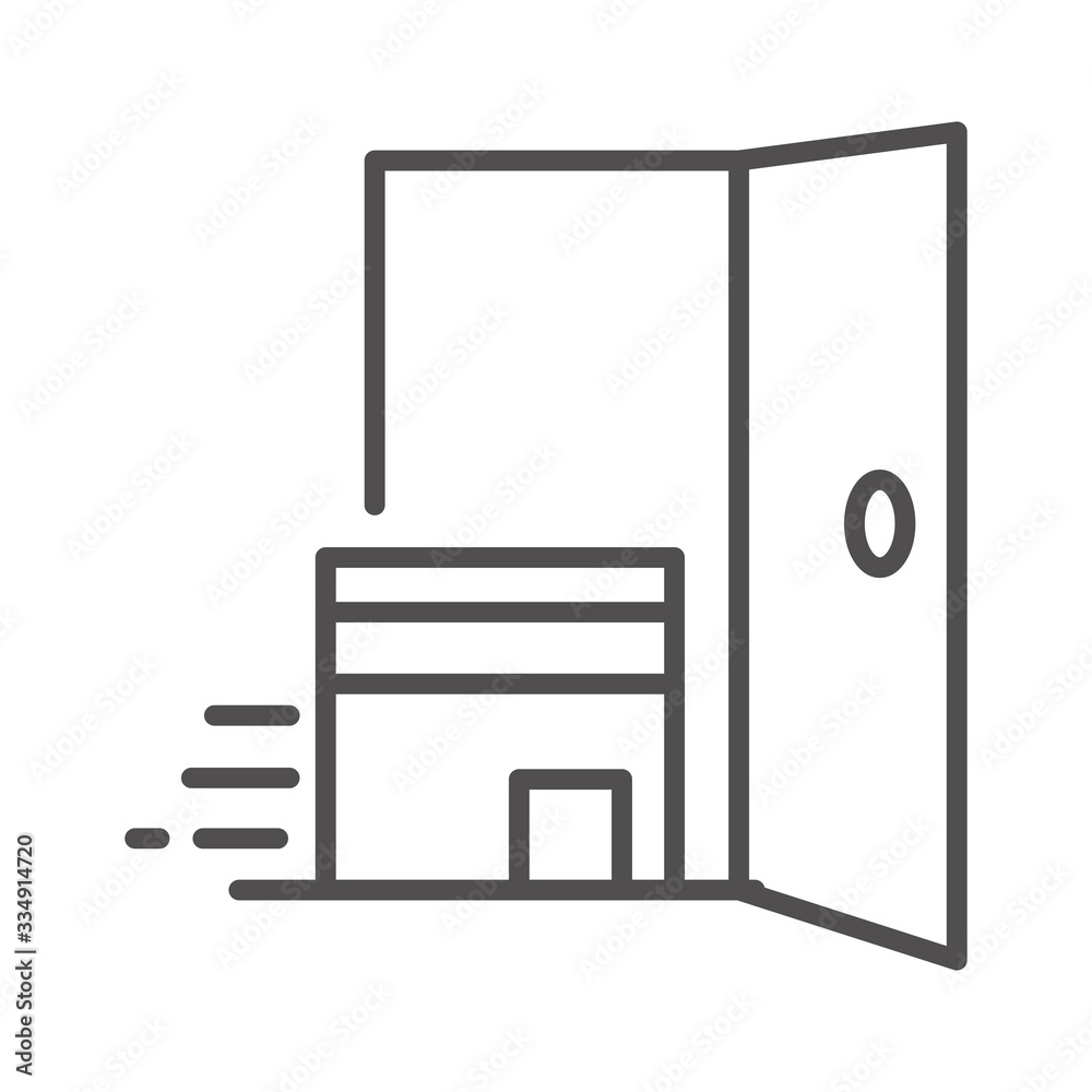 cardboard box in door cargo shipping related delivery line style icon cardboard box in door cargo shipping related delivery line style icon