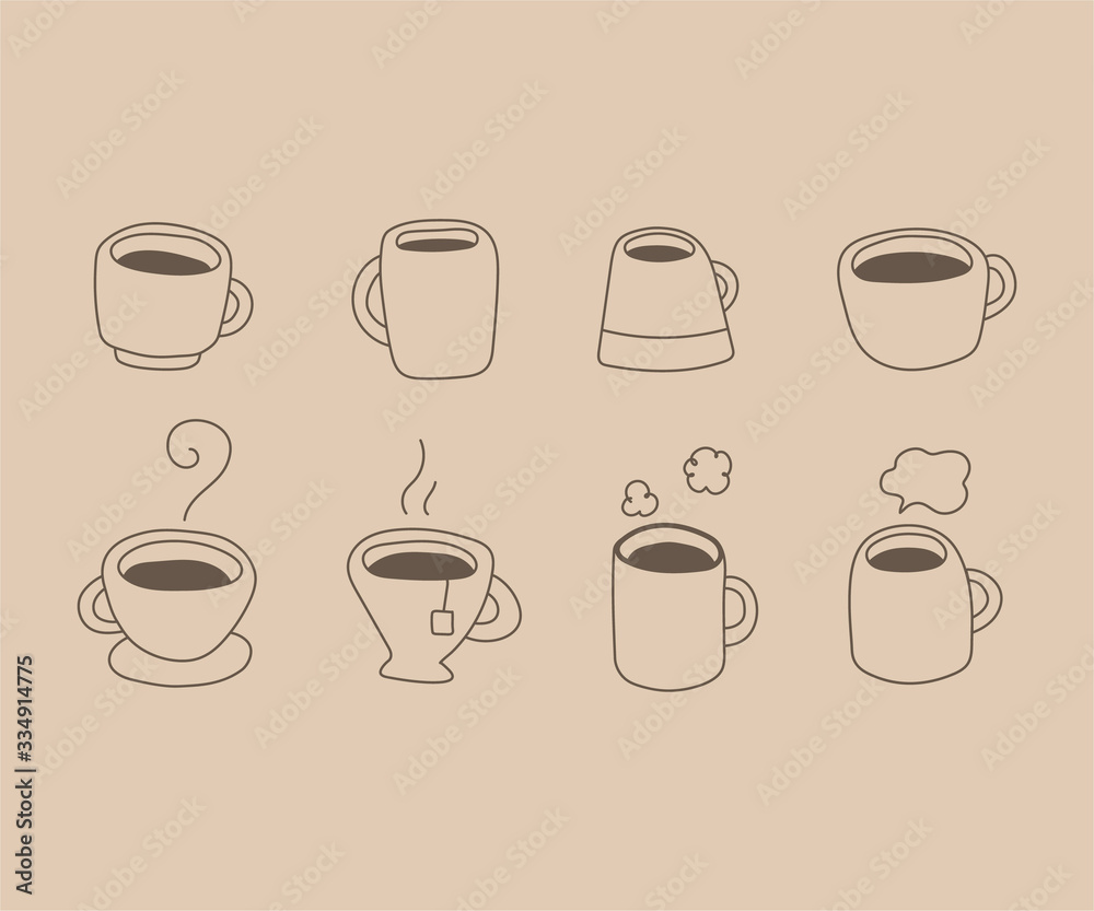 マグカップの手描きイラスト かわいい コーヒー 紅茶 Stock Illustration Adobe Stock