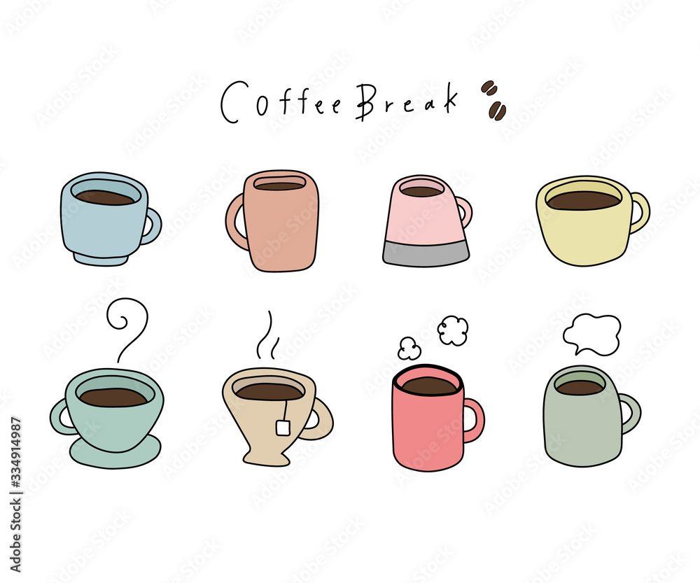 マグカップの手描きイラスト かわいい コーヒー 紅茶 Stock Illustration Adobe Stock