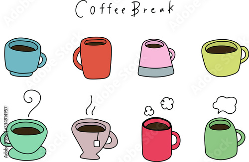 マグカップの手描きイラスト／かわいい／コーヒー／紅茶