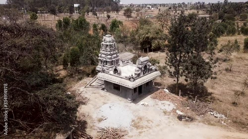 Overview shot of construction of temple in Bangaluru, India photo