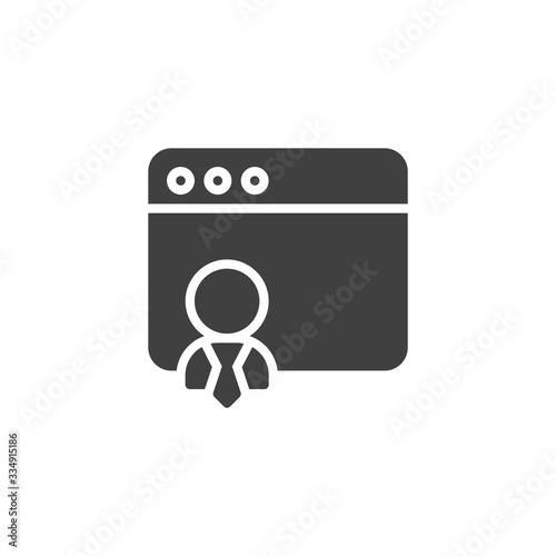 Web developer vector icon. Personal website page filled flat sign for mobile concept and web design. Webpage programmer glyph icon. Symbol, logo illustration. Vector graphics