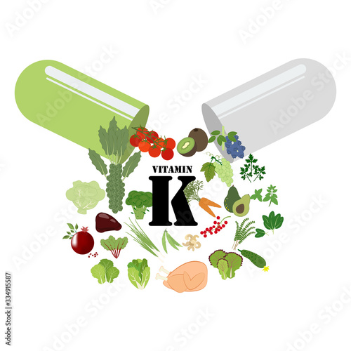 Vitamin K healthy organic nutrition vector illustration